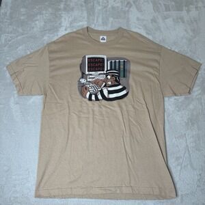 Vintage Mens Escape Jail Graphic‎ Shirt Size Extra Large Preowned Beige